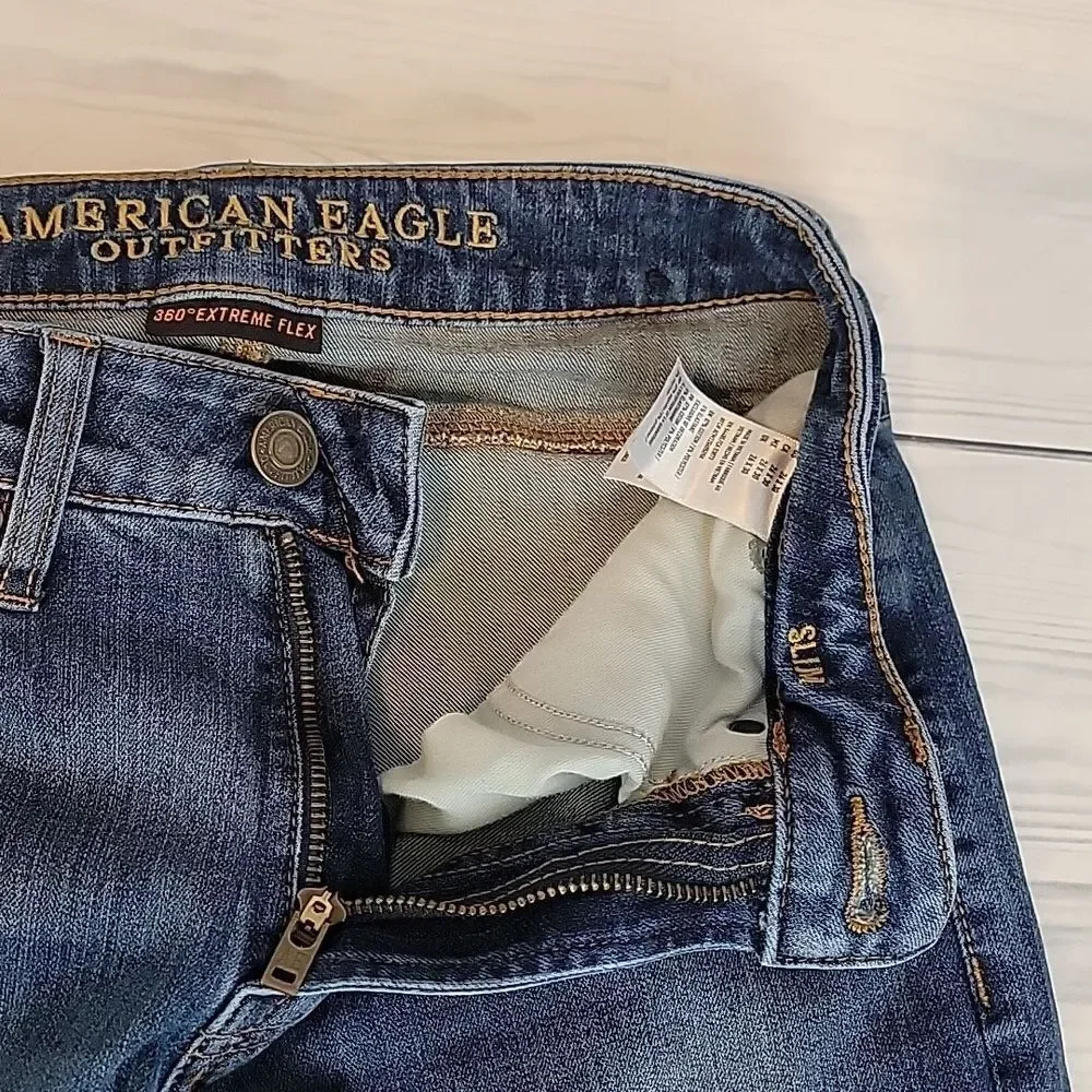 American Eagle 360° Extreme Flex Slim Straight Blue Jeans Womens Size 26